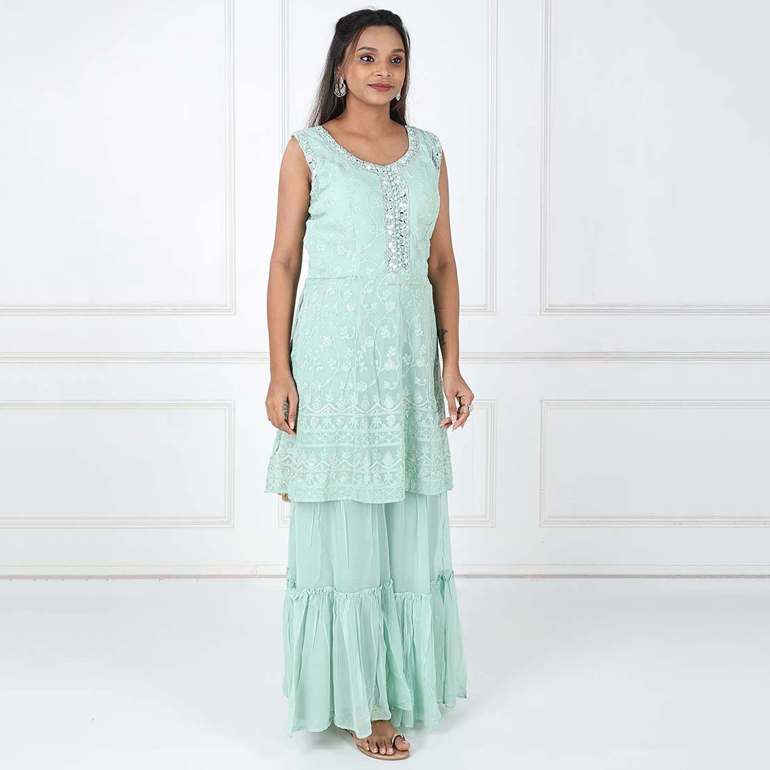 New Arrival Light Weight High Quality Sleeveless Women OEM ODM 2022 3 Piece Pakistani Suit