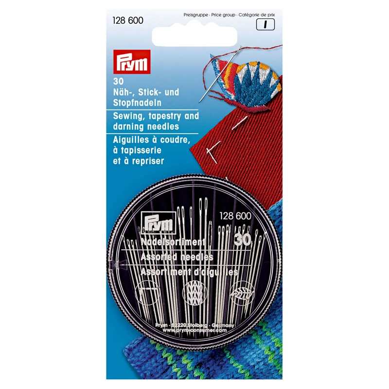 Prym 128600 Needlework Hand Sewing Cross Stitch Needle, Assorted Embroidery & Darning Needles