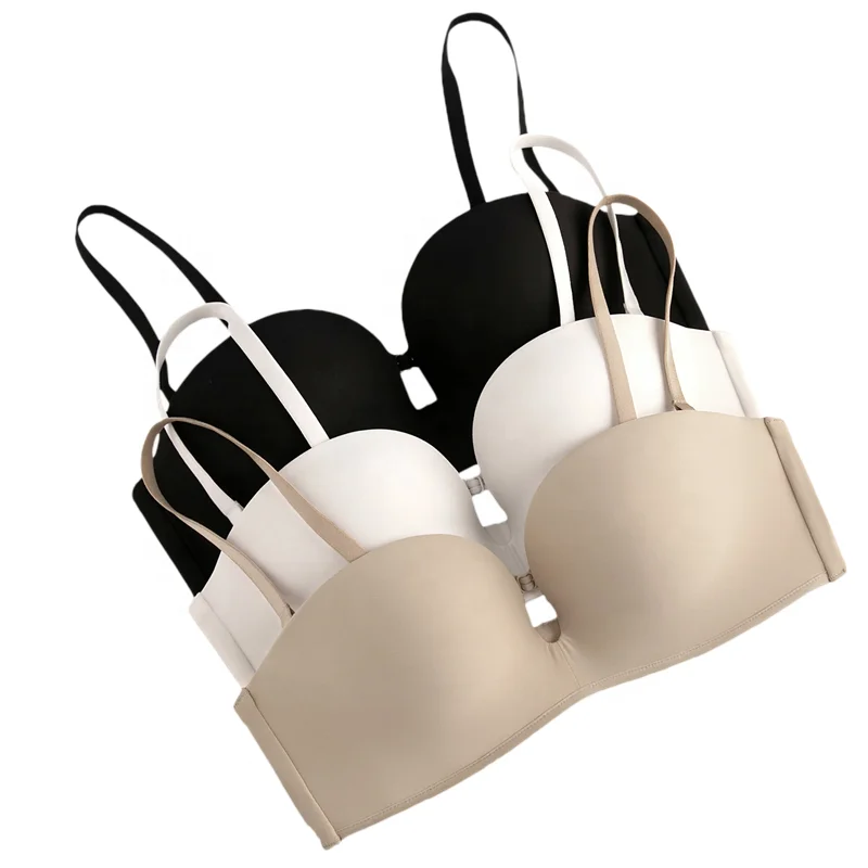 One-piece Push-up Soft Breathable Cups Convertible Straps Bras Non-slip Invisible Soft Underwire Bras Women Romantic Adults
