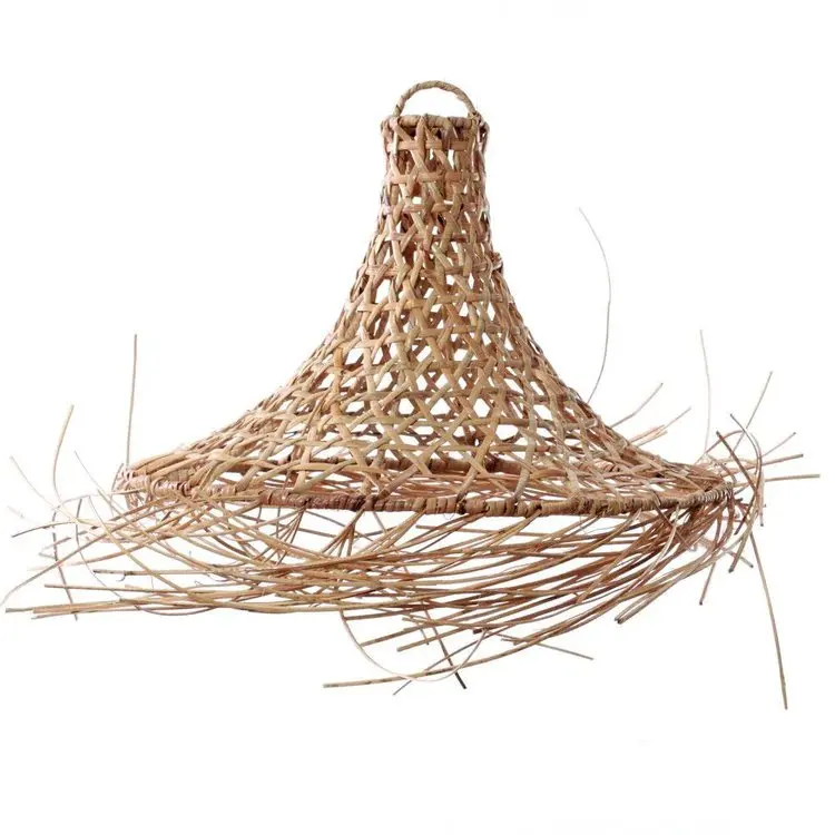 New Design Restaurant Home Decor Handmade Woven Bamboo Wool Pendant Natural Rattan Hanging Lamp Chandelier Best Price Vietnam