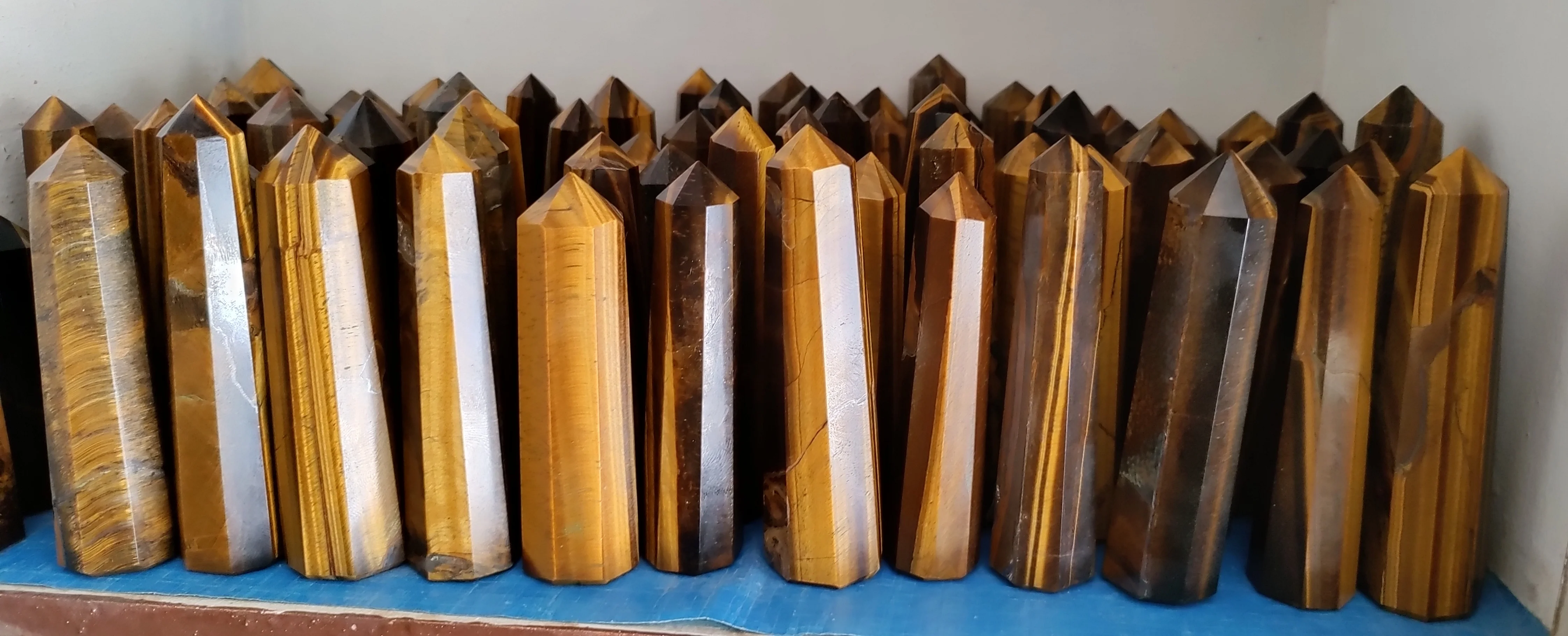 High Quality Polished Natural Tiger Eye Gemstone Massage Wand For Sale Tiger Eye Obelisk Wand For Healing Gemstone Wand