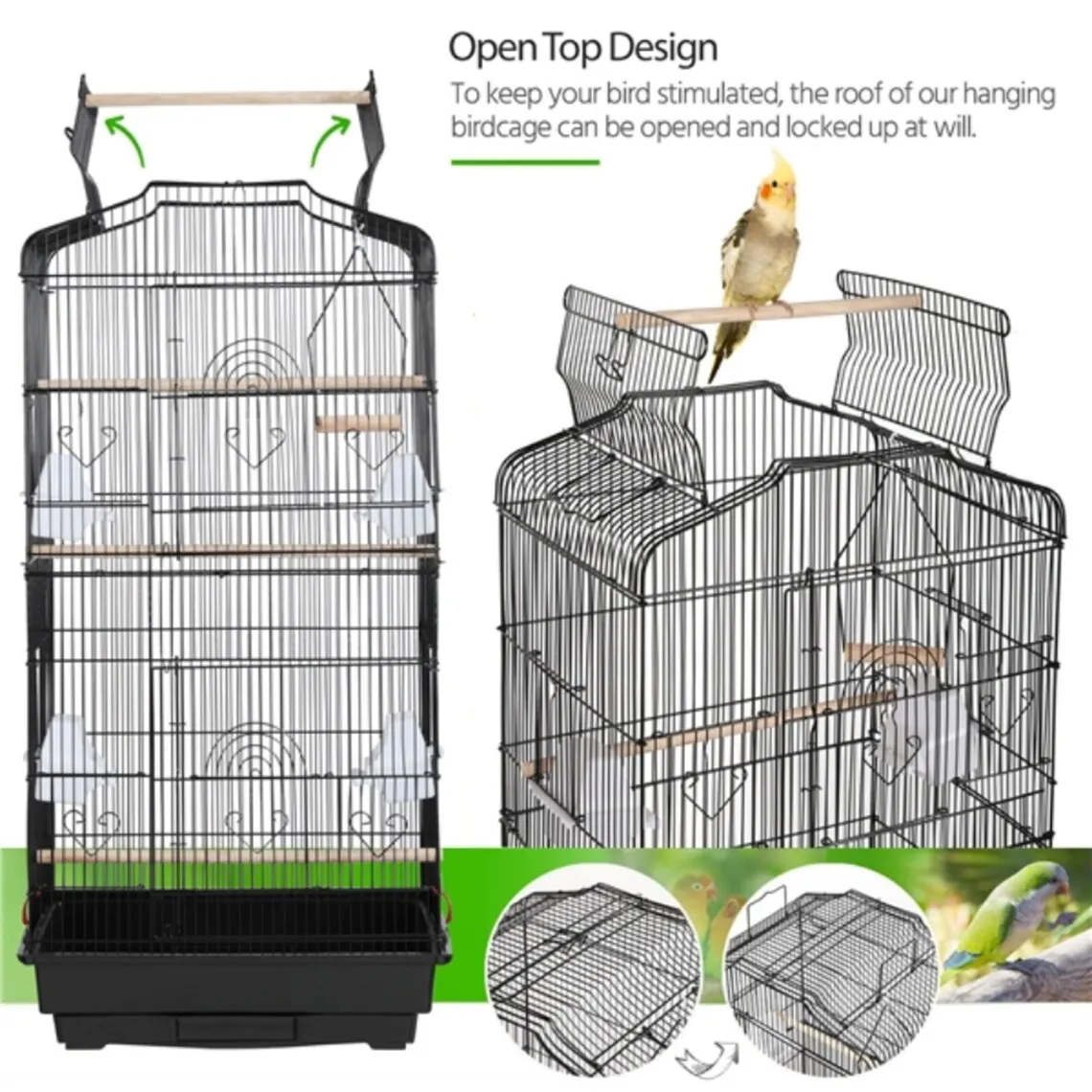 Simple Black Cat Cage Villa Luxury Cat Cage Indoor Large Size Multi-layer with Springboard Not Easy Birdcage Garden Table Decor