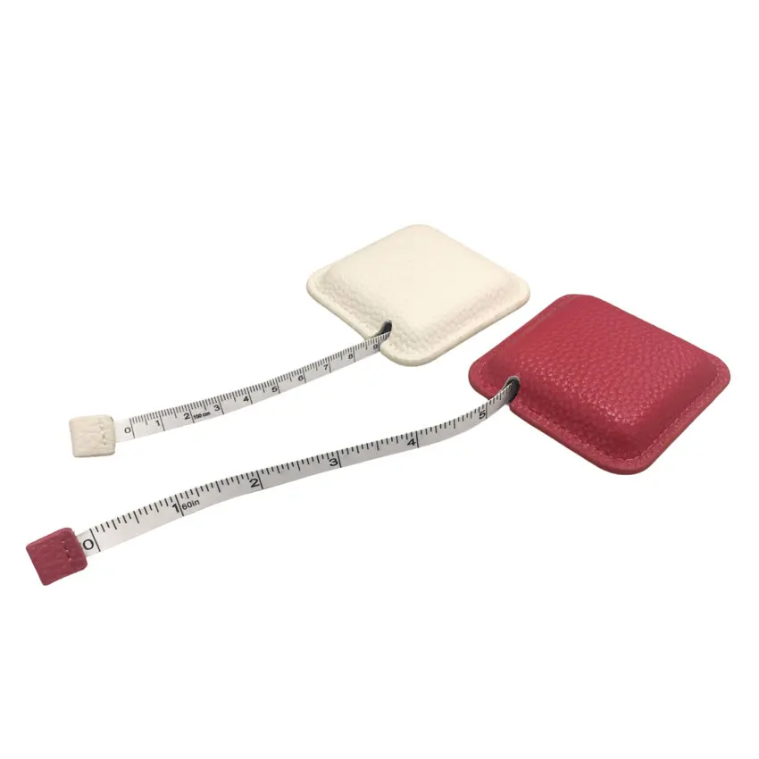 leather small portable promotional keychain with weight measuring tape