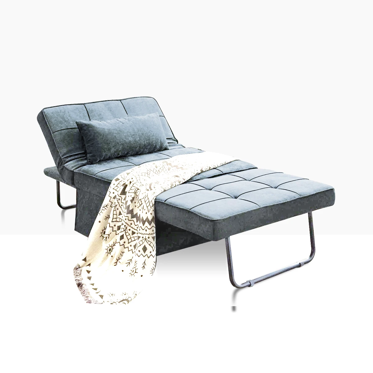 Vonanda 4 in 1 convertible stunning velvet Ottoman Sofa Bed Small Modern Couch Multi-Position Convertible