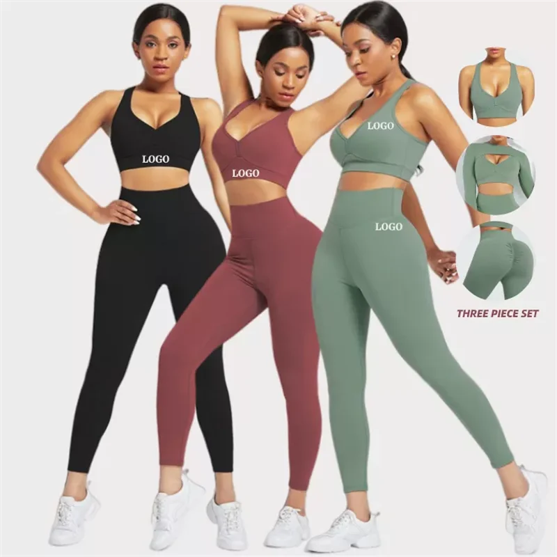 Best Selling Yoga Set Gym Fitness Clothing Women Sportswear Female Workout Leggings Top Sport Clothes Training Tights Yoga Suit