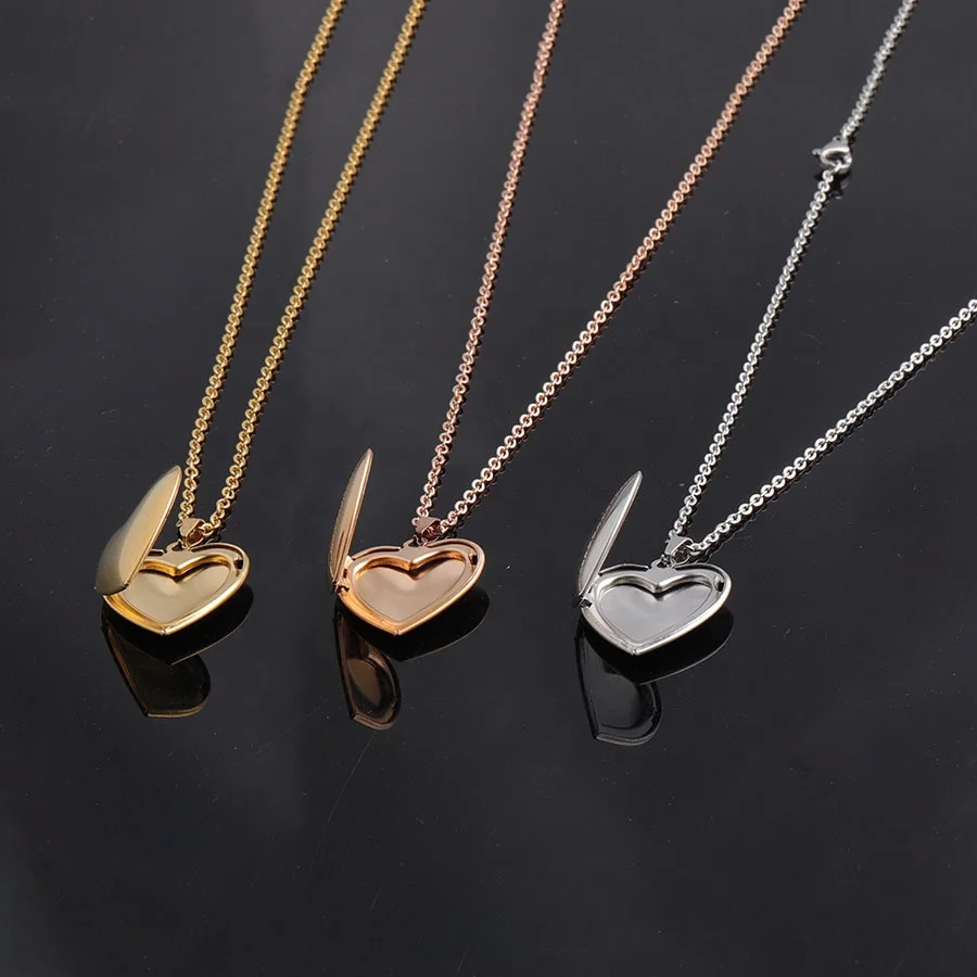 Дина Модные Блеск для губ с медальоном в форме сердца ожерелье 18K позолота нержавеющая сталь женщин плавающей медальон открывающийся фоторамка