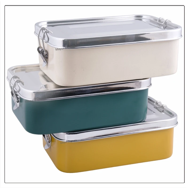 Stainless Steel Lunch box Metal Leak Proof lunch box with color Food Safe Powder Coated Lunch Box