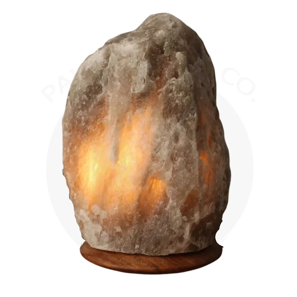 Wholesale Himalayan Gray Salt Lamp Natural Hand Crafts Wooden Base Decoration Lamps In Low Price