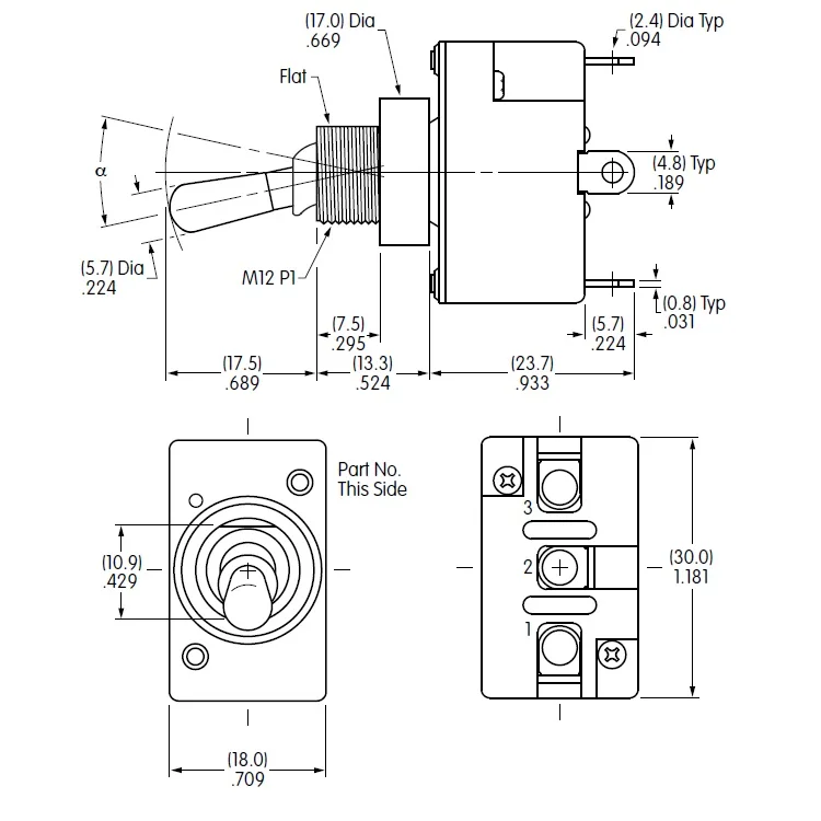 NKK S8AWB IP68 waterproof 3 position 12mm Dual Seal momentary toggle switch S-8AW/B