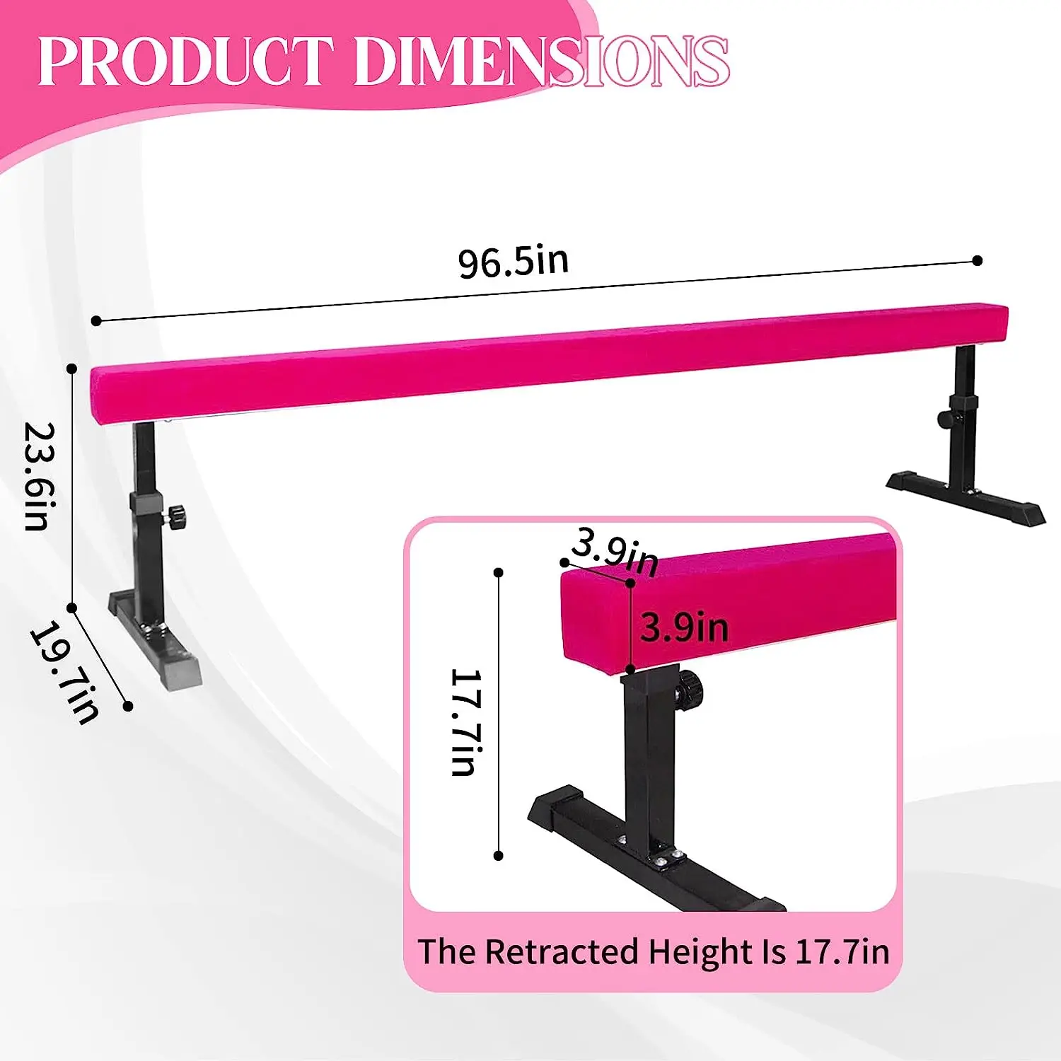 Adjustable Balance Beam Gymnastics Exercise Training Equipment Gym with Legs Suede Balance Beam High and Low Floor Gym Training