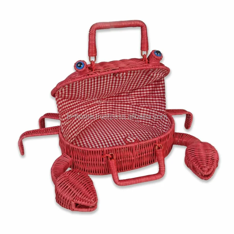 Hot Fashion Eco-Friendly Rattan Handbag with Red Handle Handmade in Vietnam Natural Wicker Material Handicraft