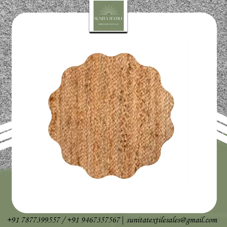 2024 New Design Outdoor Jute Rugs Eco Friendly Custom Size Handmade Embroidered Prayer Jute Floor Rug And Carpet For Sale