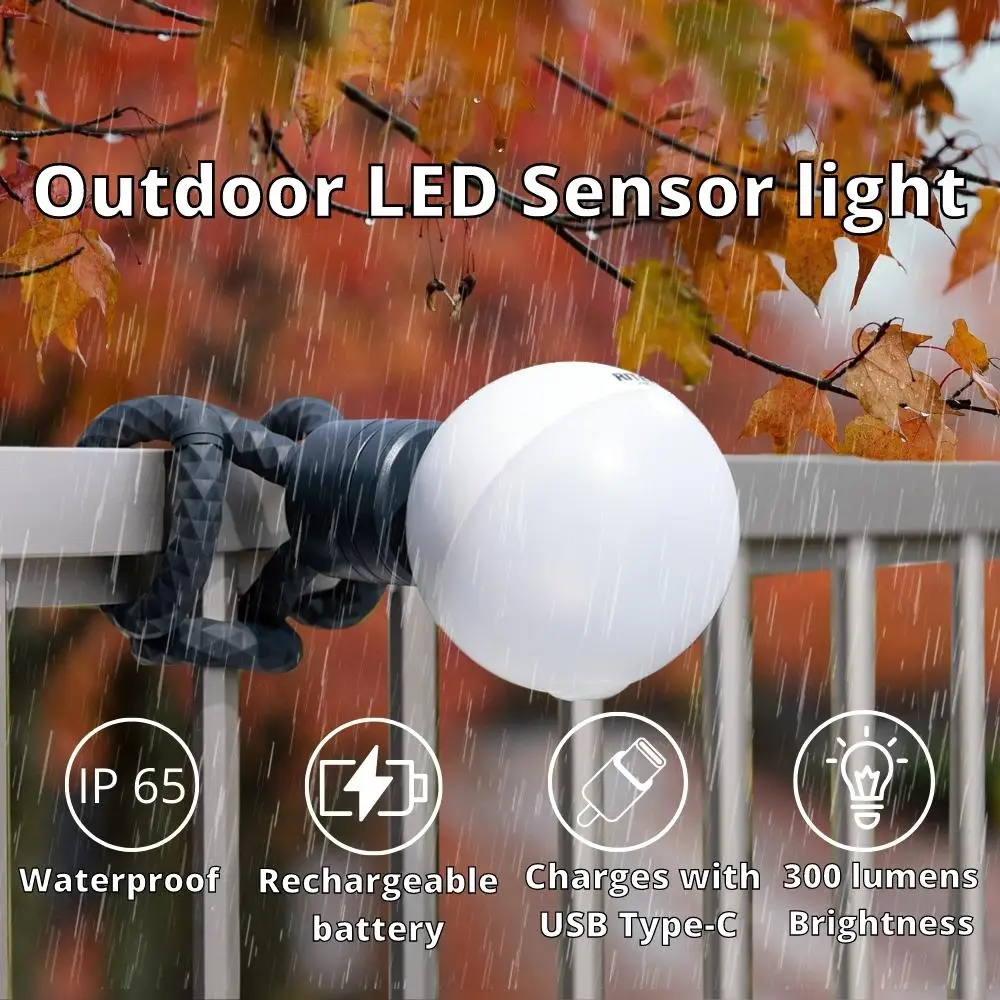 Rechargeable Outdoor LED Security Motion Sensor Light  IP65 Waterproof with Tripod and Magnet Led Light Sensor