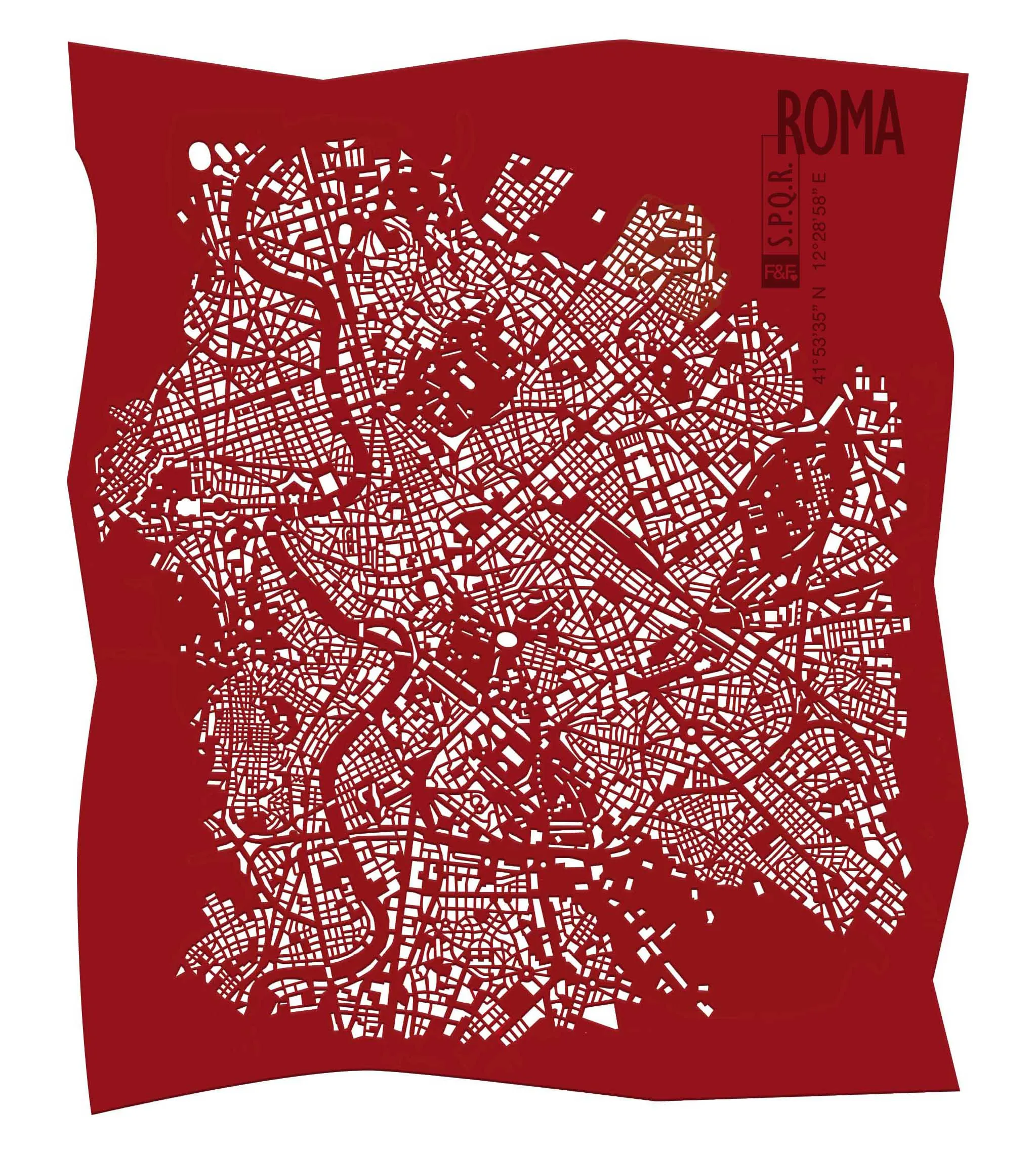 Top quality Italian art designed wall maps made in urban leather Rome for apartment hotel Customizable Size