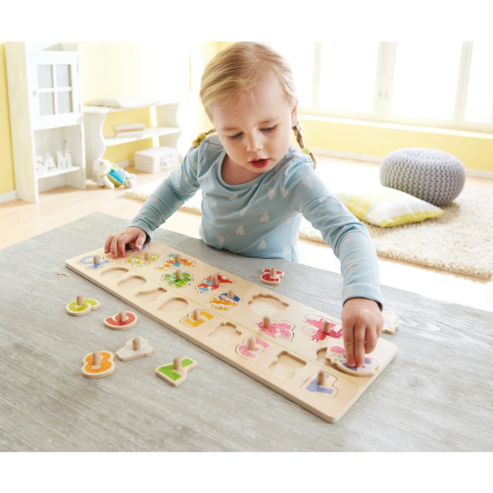 wooden puzzle toys for kids Animals by number jigsaw puzzles for children peg puzzle children learning toys Educational Toys