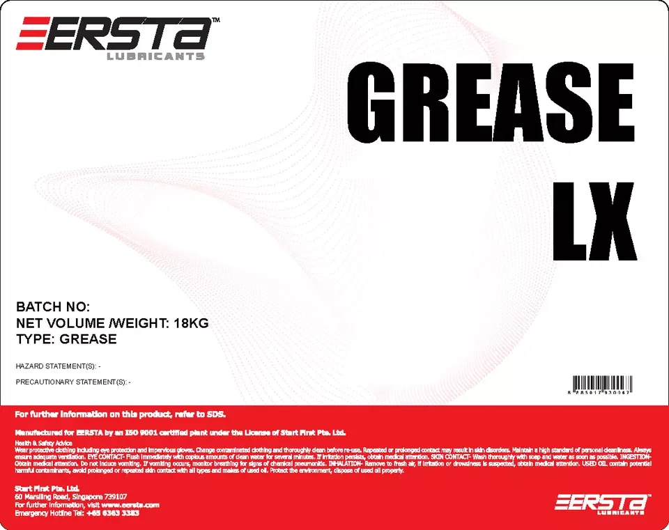 Anti-corrosion applications thickened lithium-complex industrial grease LX 180kg drum oxidation stability EERSTA GREASE