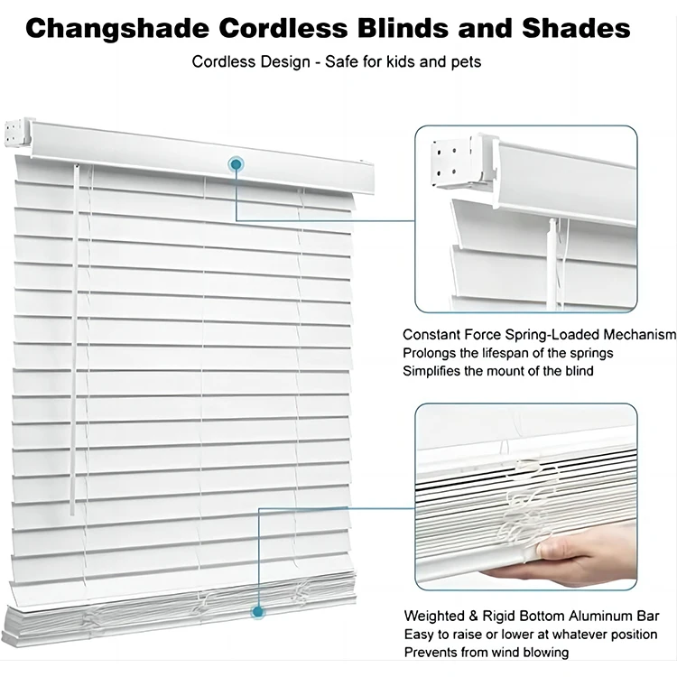 Electric/Manual Faux Wood Vinyl Mini Venetian Blinds PVC Venetian Windows Blinds Custom Vinyl Mini Blind for Window Cordless