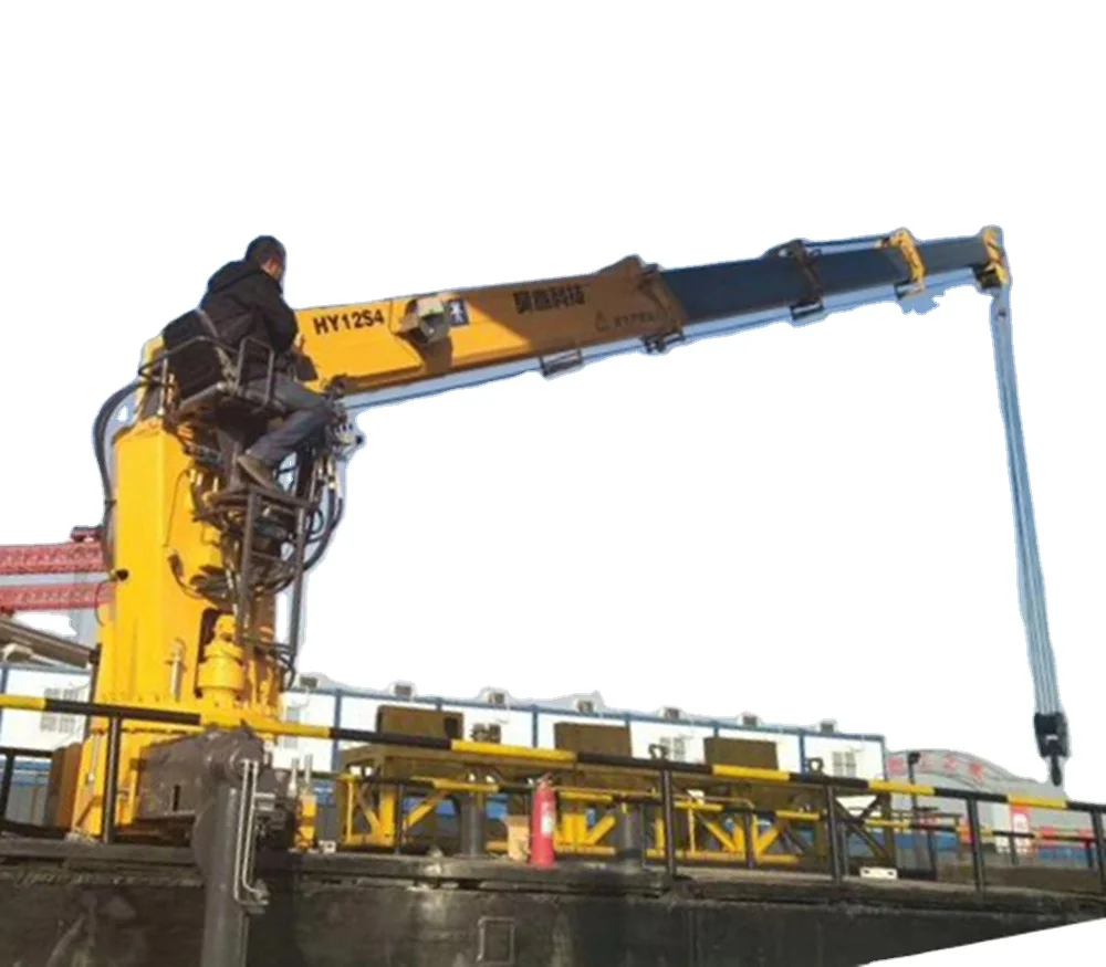 12 Ton Marine Ship Deck Harbor Crane 3/4/5 Booms Electric Hydraulic For Sale
