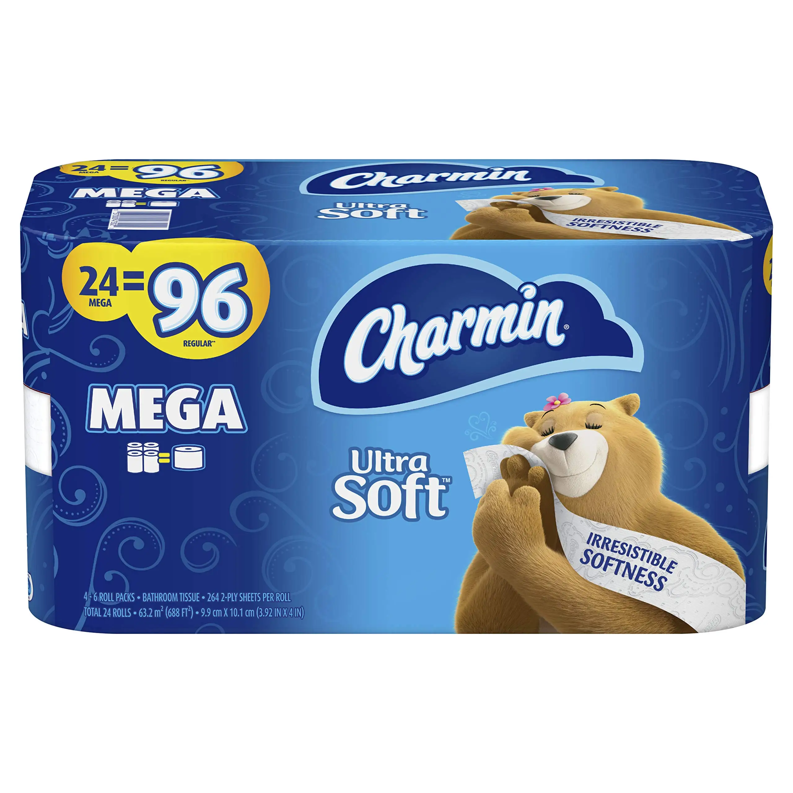 Charmin-ультра мягкая туалетная бумага 24 Мега рулона = 96 обычных рулонов