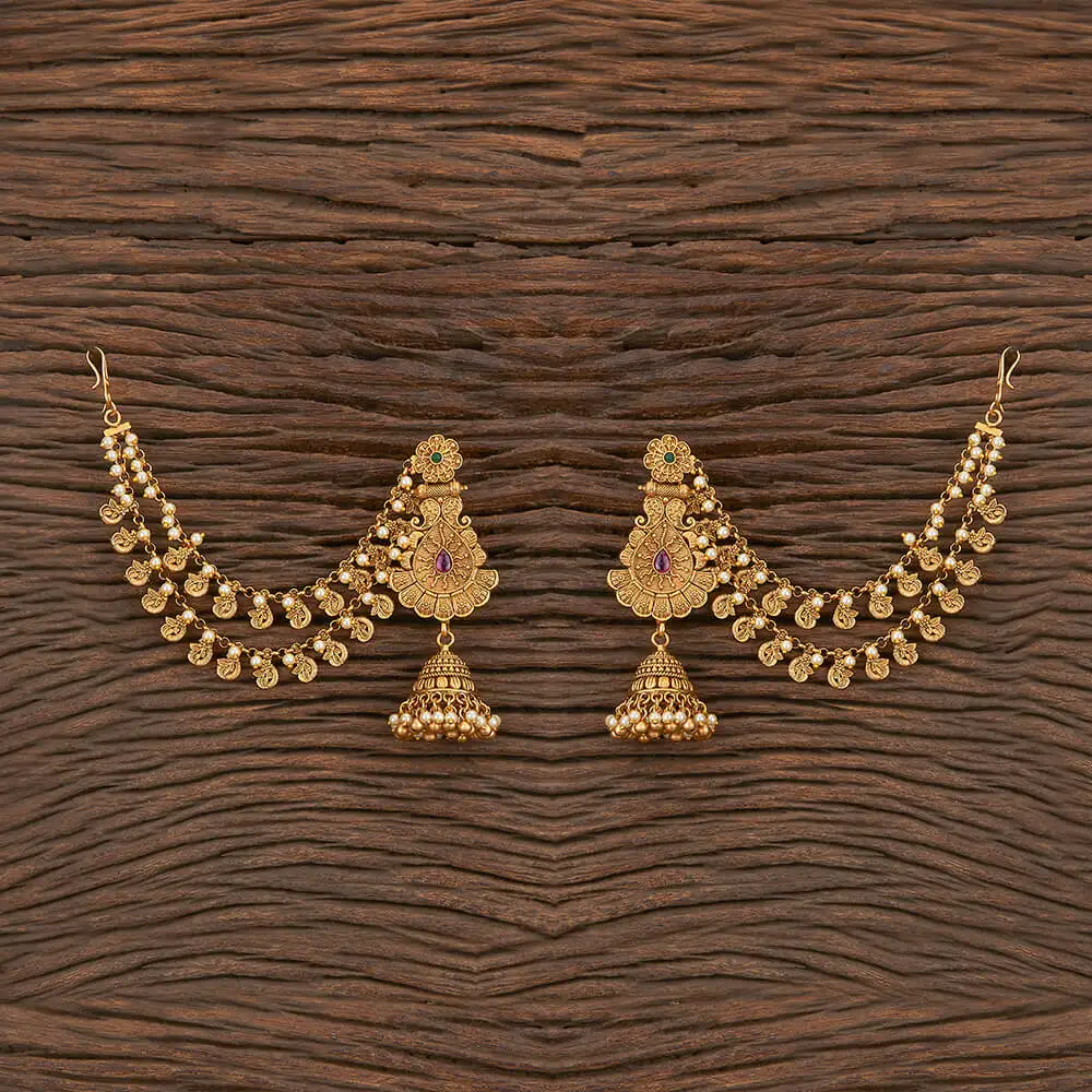 Buy Online Export Quality Antique Jhumki Style Bahubali Earring With Matte Gold Plating 217226