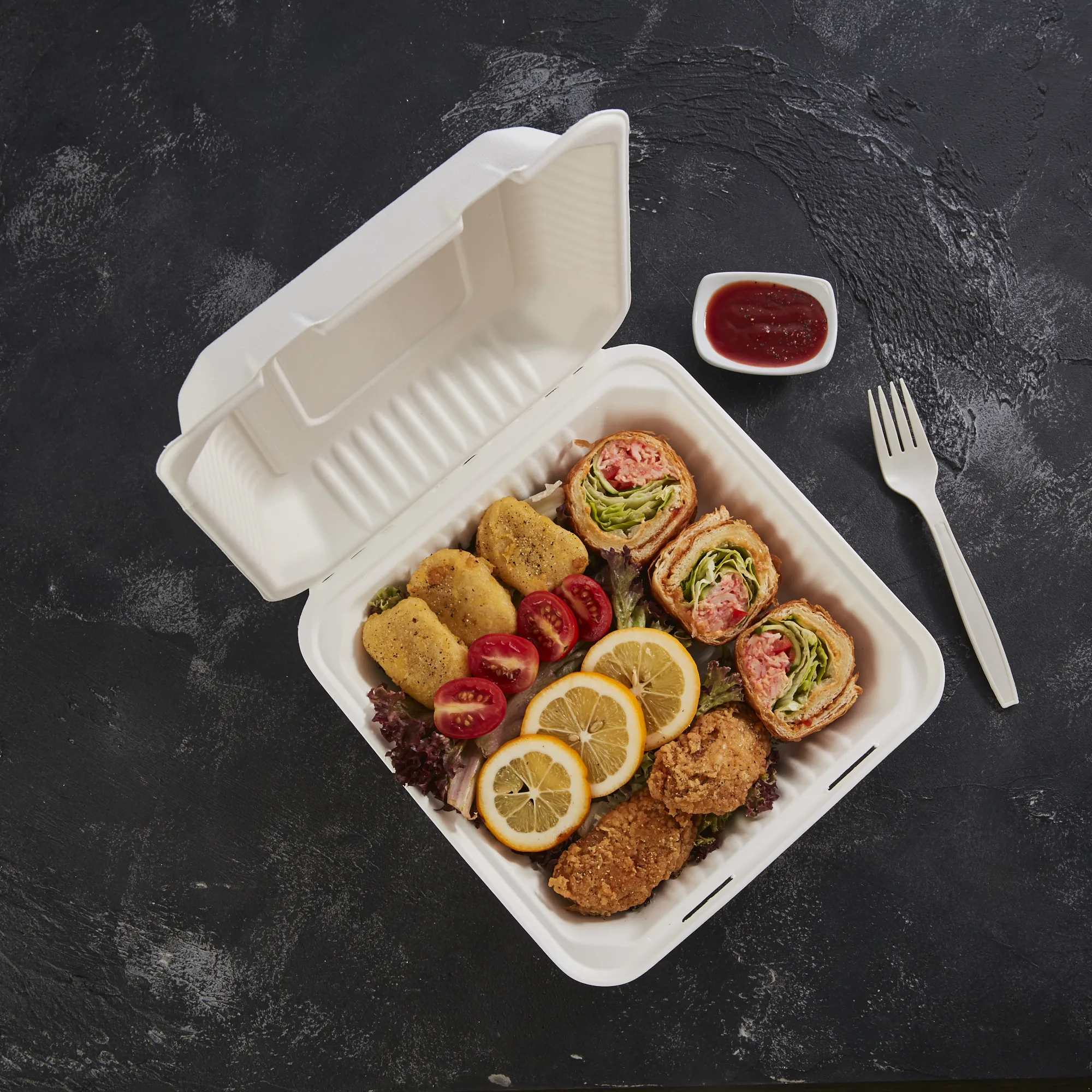 International popular One Time Use Food Biodegradable Food  Eco Container  Box