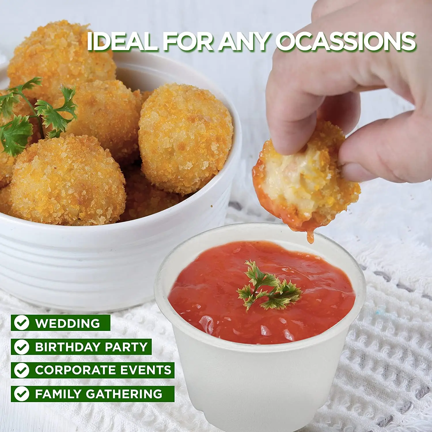 Wholesale Biodegradable Compostable Cups Disposable Sugarcane Bagasse Sauce Cups with Lids