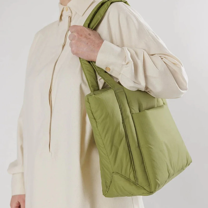 Large Women Custom Puffy Padded Crossbody Handbag shoulder Quilted Nylon Soft Puffer Shopper Tote Bag