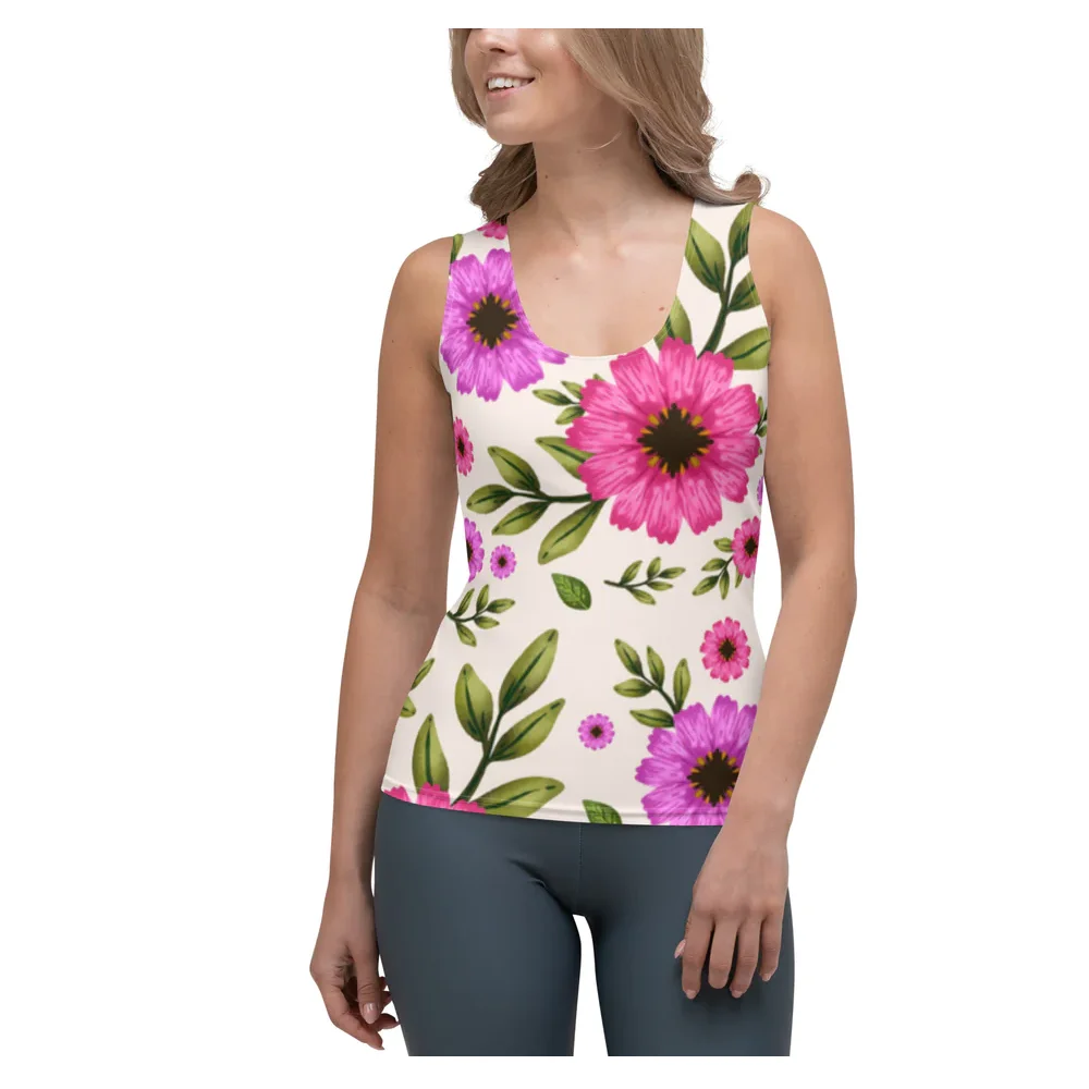 Latest Design Cheap Price High Quality Printing Sublimation Cotton Fabric Comfortable Women Tank Tops