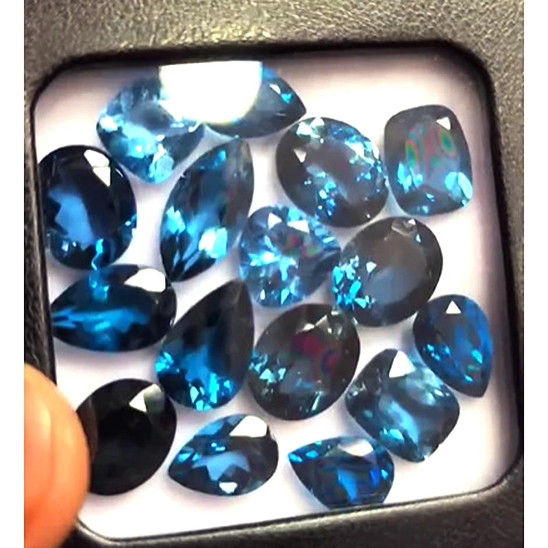 16 Pcs Natural London Blue Topaz 10mm to 14mm Oval Pear marquise Cushion facet 55 cts lot Iroc sales High Quality topaz Gemstone
