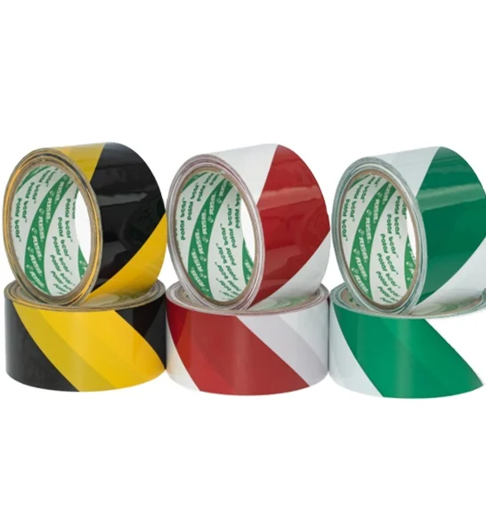 Yellow black red white green white barrier safety warning adhesive tape