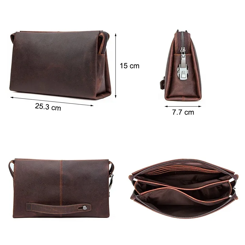Men Clutch Bag Large Capacity Coded Lock Design Genuine Leather Men clutches Cell Phone Pocket Business Long Purse Male