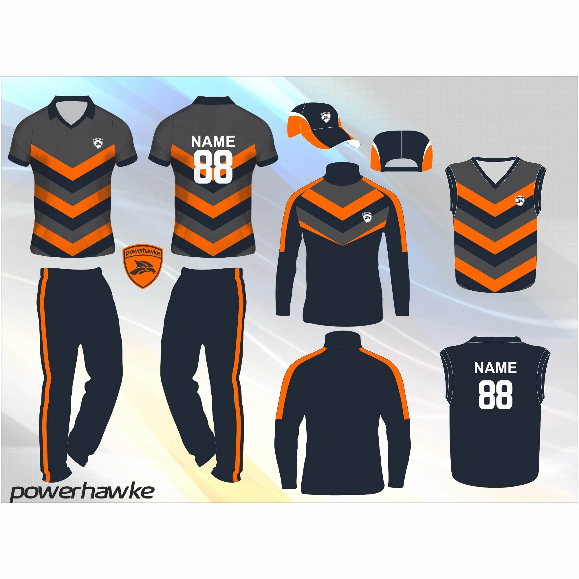Powerhawke Full Cricket Collar Jersey Trousers Pants Set available in Different Colors and also with Customized Logo