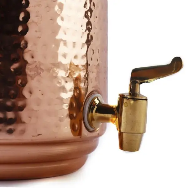 Hot selling amazon top selling Water Dispenser Hammered Design with Plain Glass and Designer Stand Copper water Pot