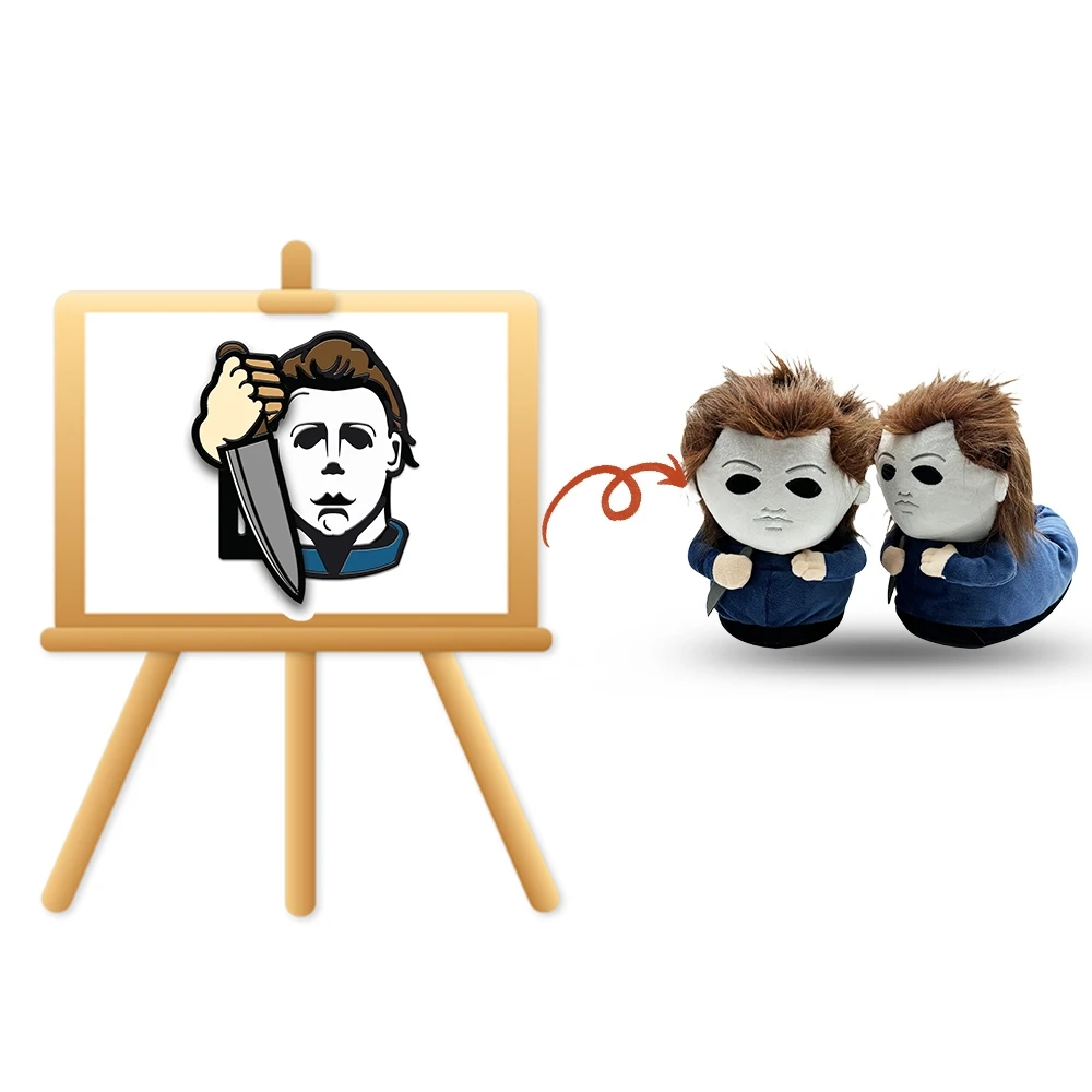 Cross Border Customized Michael Myers Slippers Bags and Keychain for Adult Make Your Own Plushie for Gift