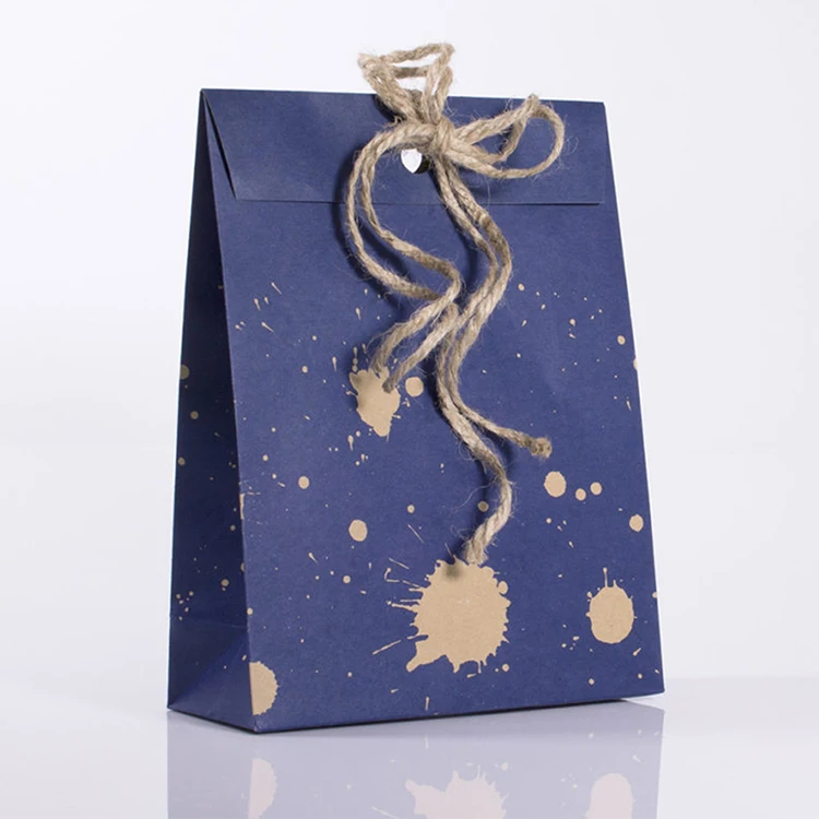 Bag Supplier Promotional Blue Jewelry Packaging Gift Bag Purple Gift Paper Bag Wiht Bow Tie