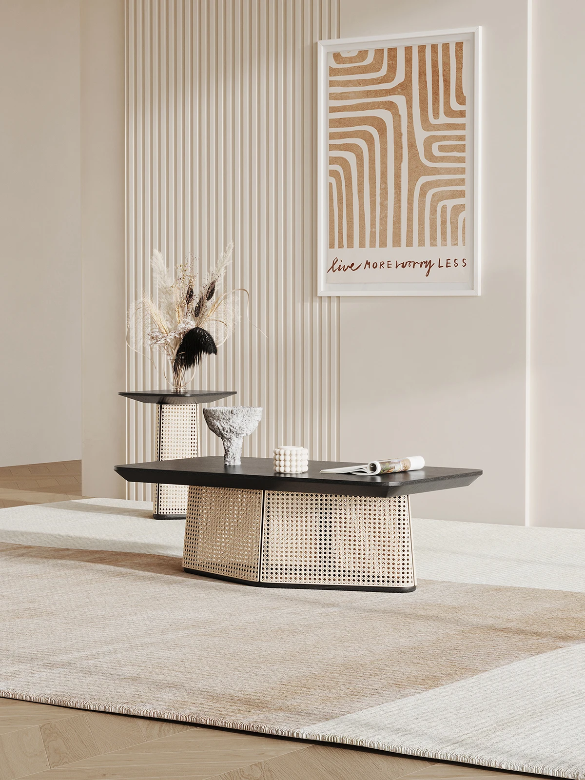 Designer style wabi-sabi style living room tea table modern art furniture Japanese style side table