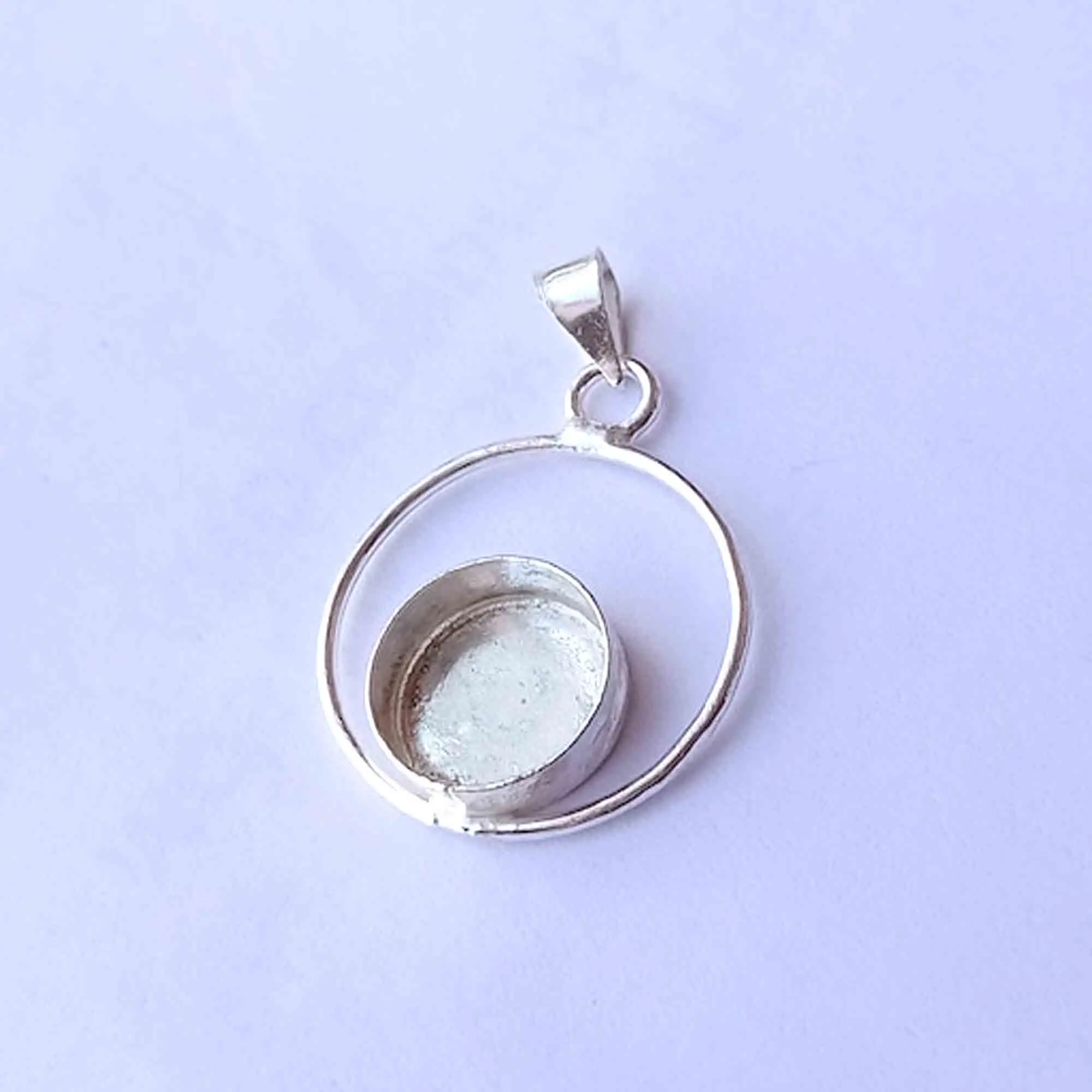 2023 Component Good Supplier Bezel Cups Semi Mount Pendant 925 Sterling Silver Round 12 mm Stone Resin Ashes DIY Collet Metal