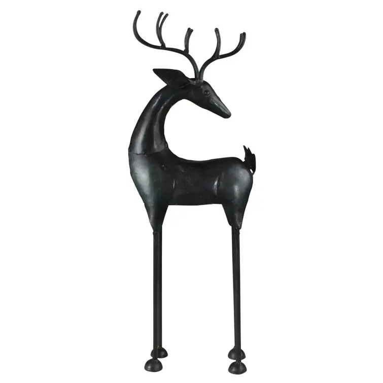 Hot Selling Black Finished Metal Reindeer Christmas Decoration New Design Reindeer Ornaments & Reindeer Figurines,