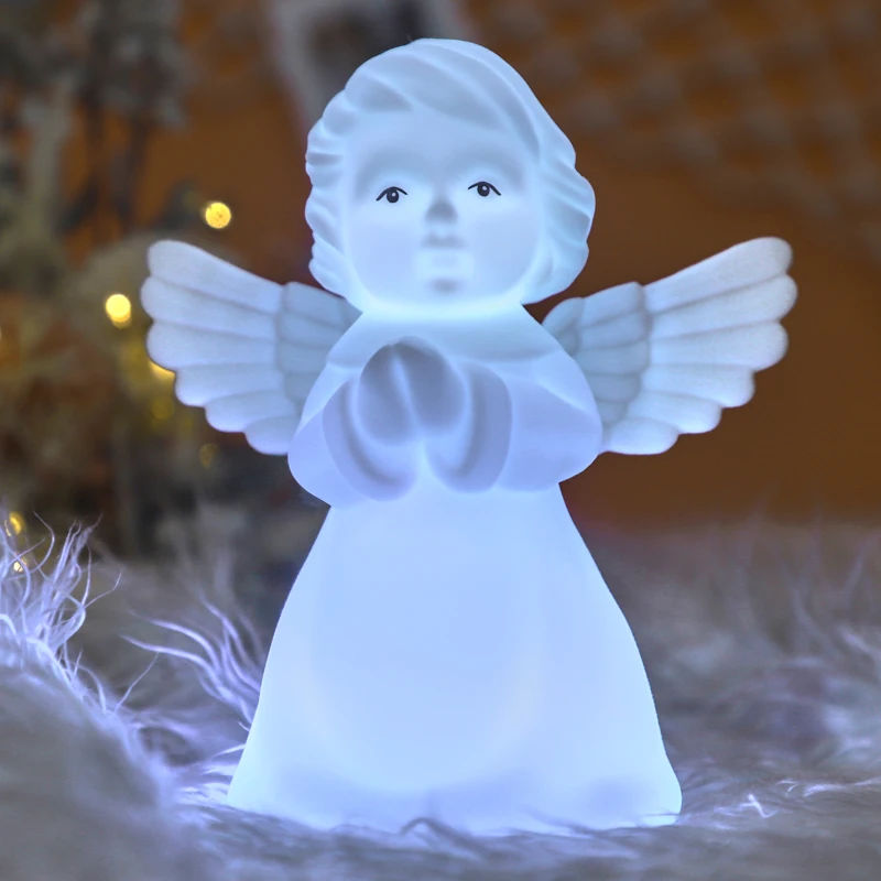 Factory Price Kids Toy Christmas Gift Home Decor Lamp  Soft Angel Shape RGB Baby Sleep Silicone Night Light