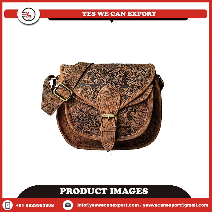 Sling Bags For Women Indian Vintage Handmade Genuine Buffalo Leather Unisex Sling Leather Messenger Bag For Sale