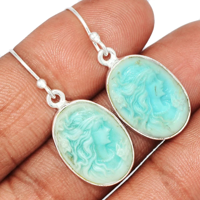 Ready in stock 925 sterling silver simple gold plated Antique Design Cameo Earrings Jewelry