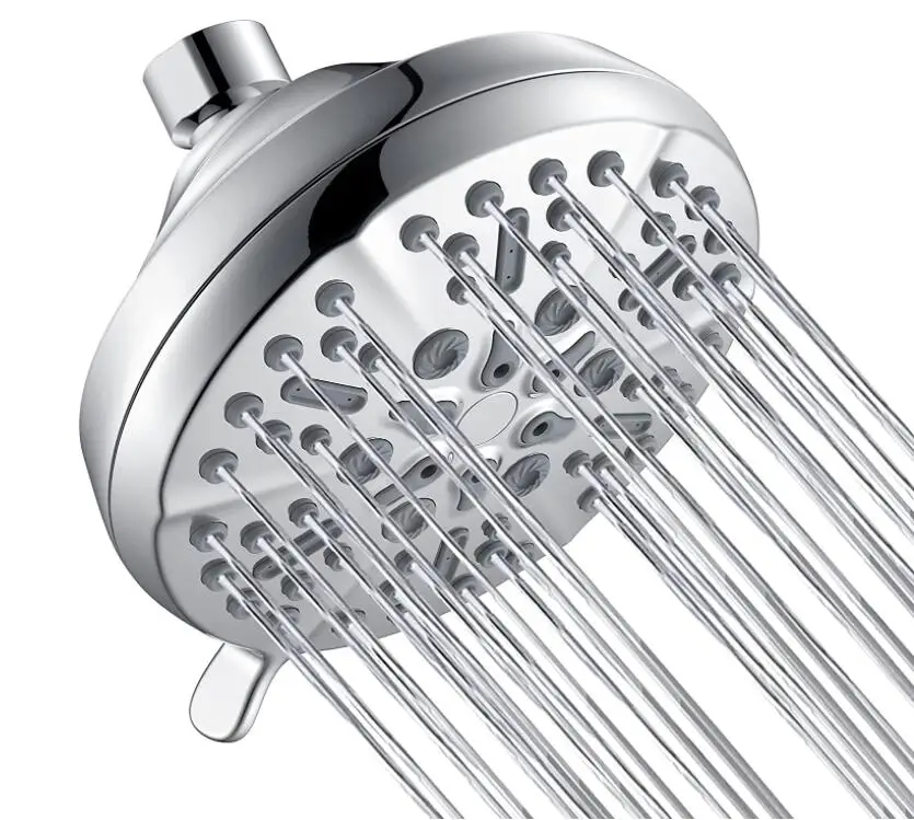 High Pressure Shower Head 7 Settings Fixed Showerhead High Flow Bathroom Showerhead with Adjustable Brass Ball Joint
