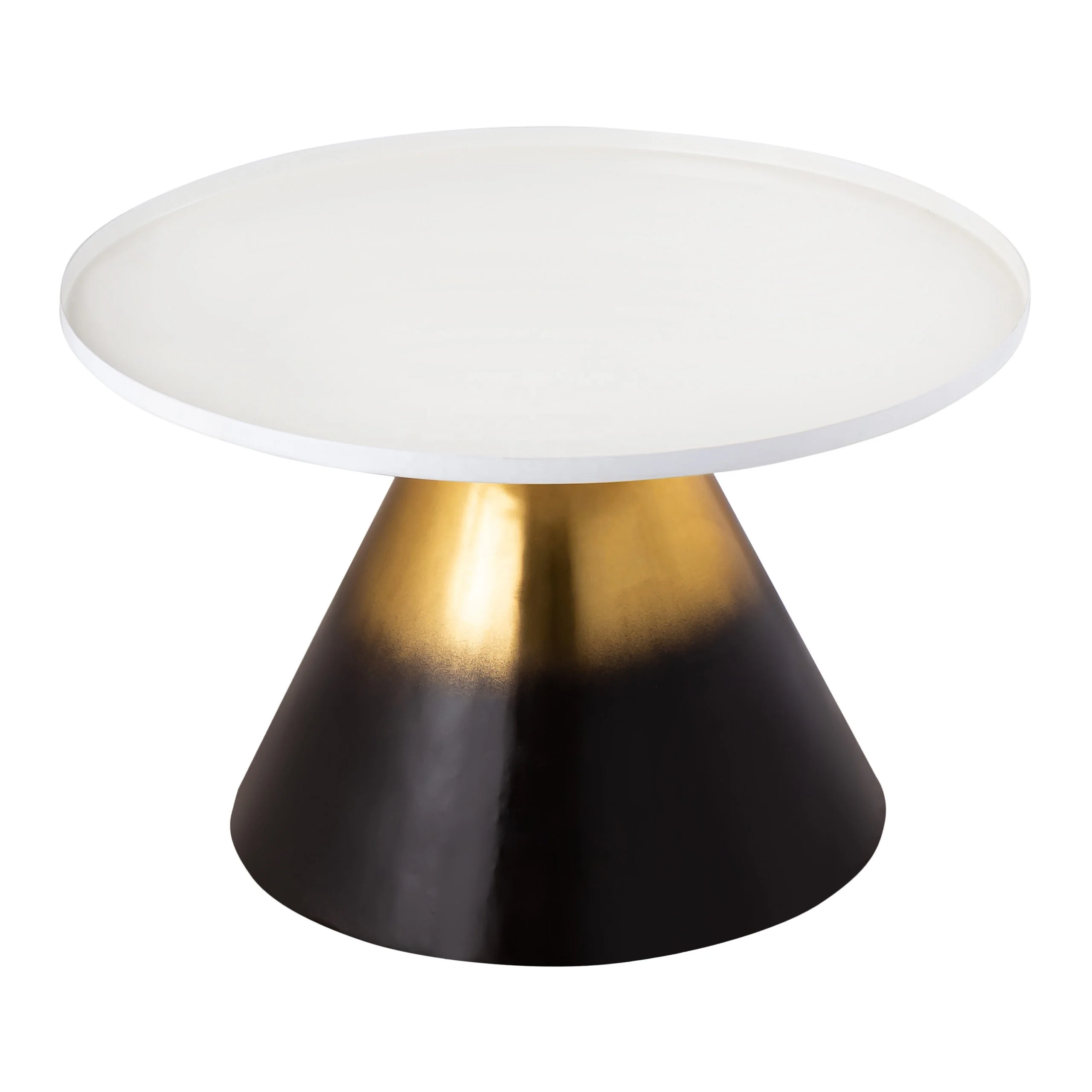Ombre White Enamel Dual Tone Coffee Table Gold & Black for Living Room Hotel And Restaurants at Best Price