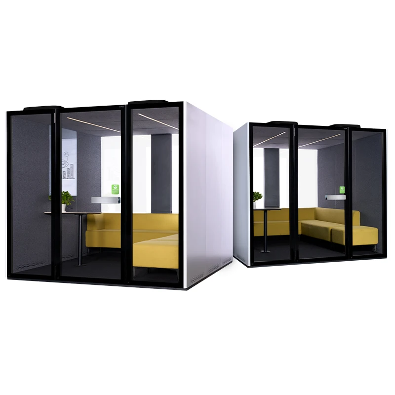 Premium Luxury Acoustic Phone Booth Winpod CPOD 3.0 Meeting Pods with L-shape Sofa Can Be Fit In 4-6 People
