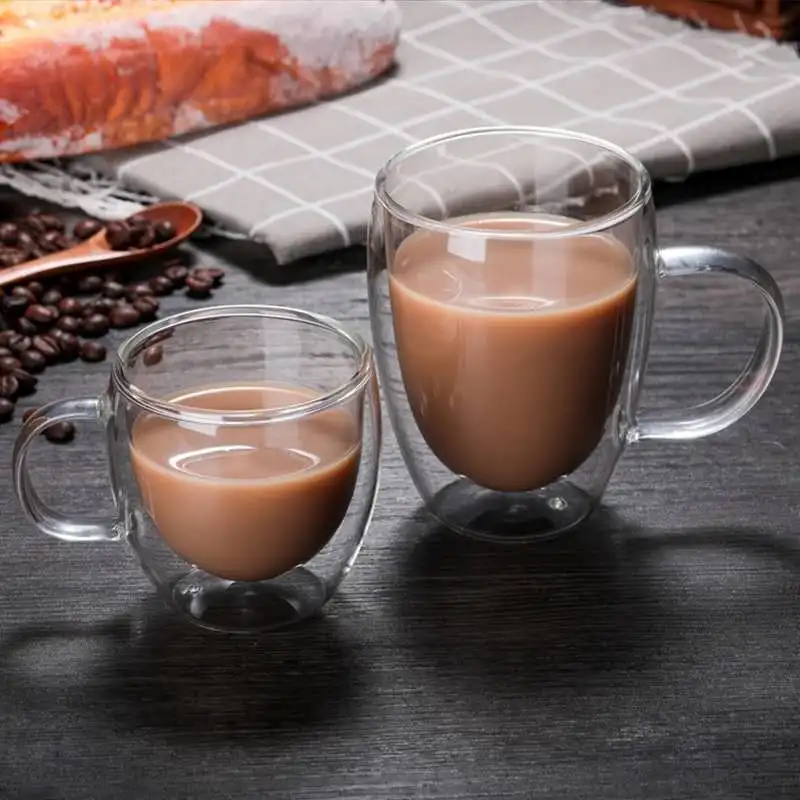 Double-layer glass cup resistant to brewing tea beer glass milk lemon juice cup drinking utensils lover coffee cup mug gift