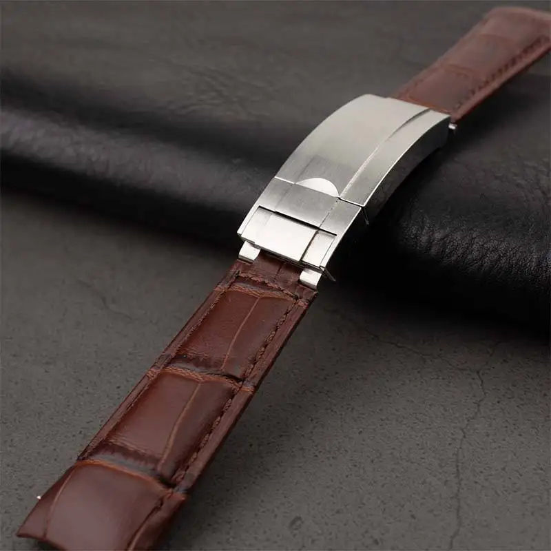 Великолепная кожа теленка с ремешком из кожи крокодила 20 мм мягкий изогнутый торцевой ремешок для часов Rolex