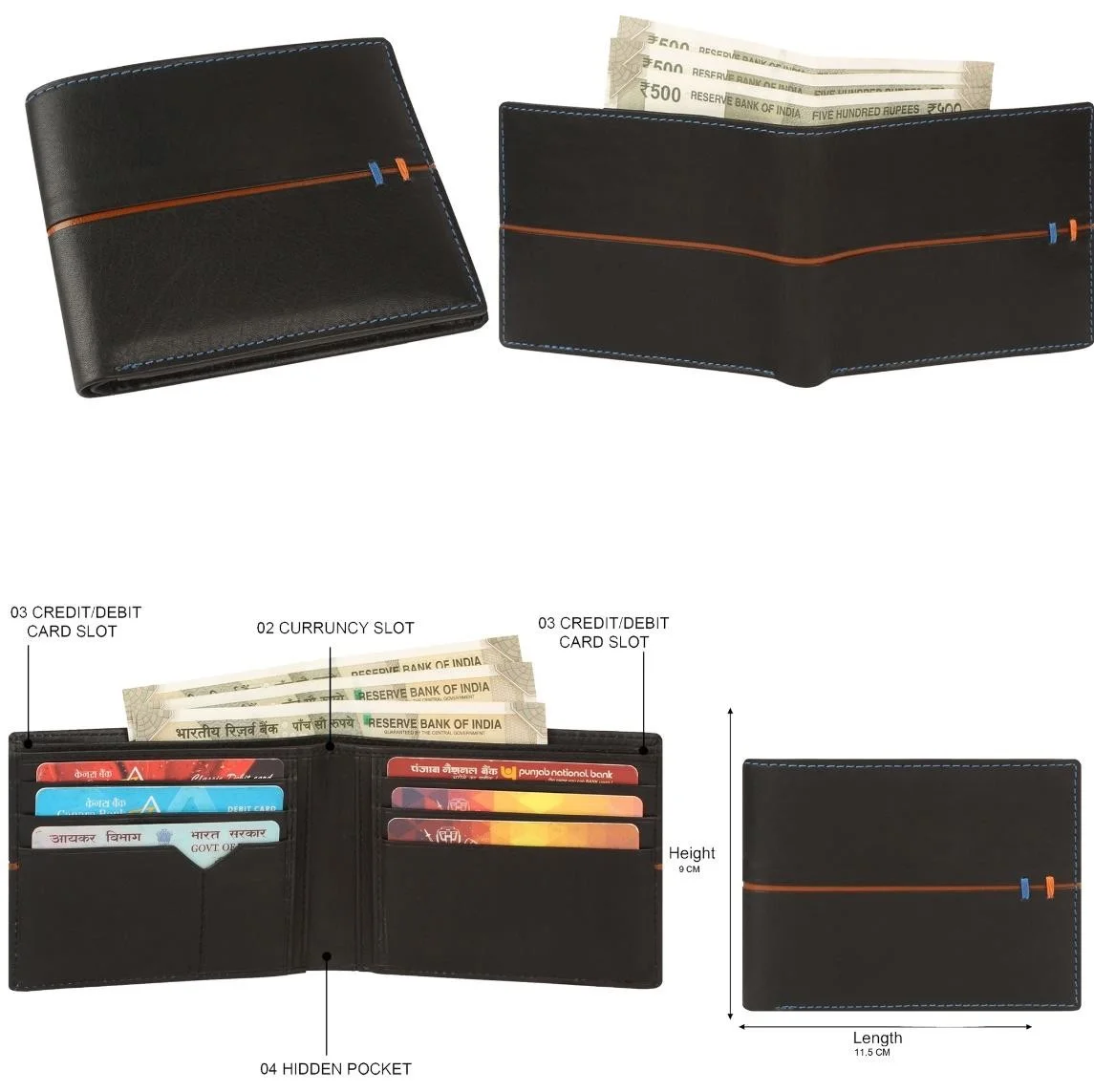 Excellent Quality Men Casual Leather RFID Card Holder Wallet for Credit Card Holder Purse for Export from Indian Manufacture