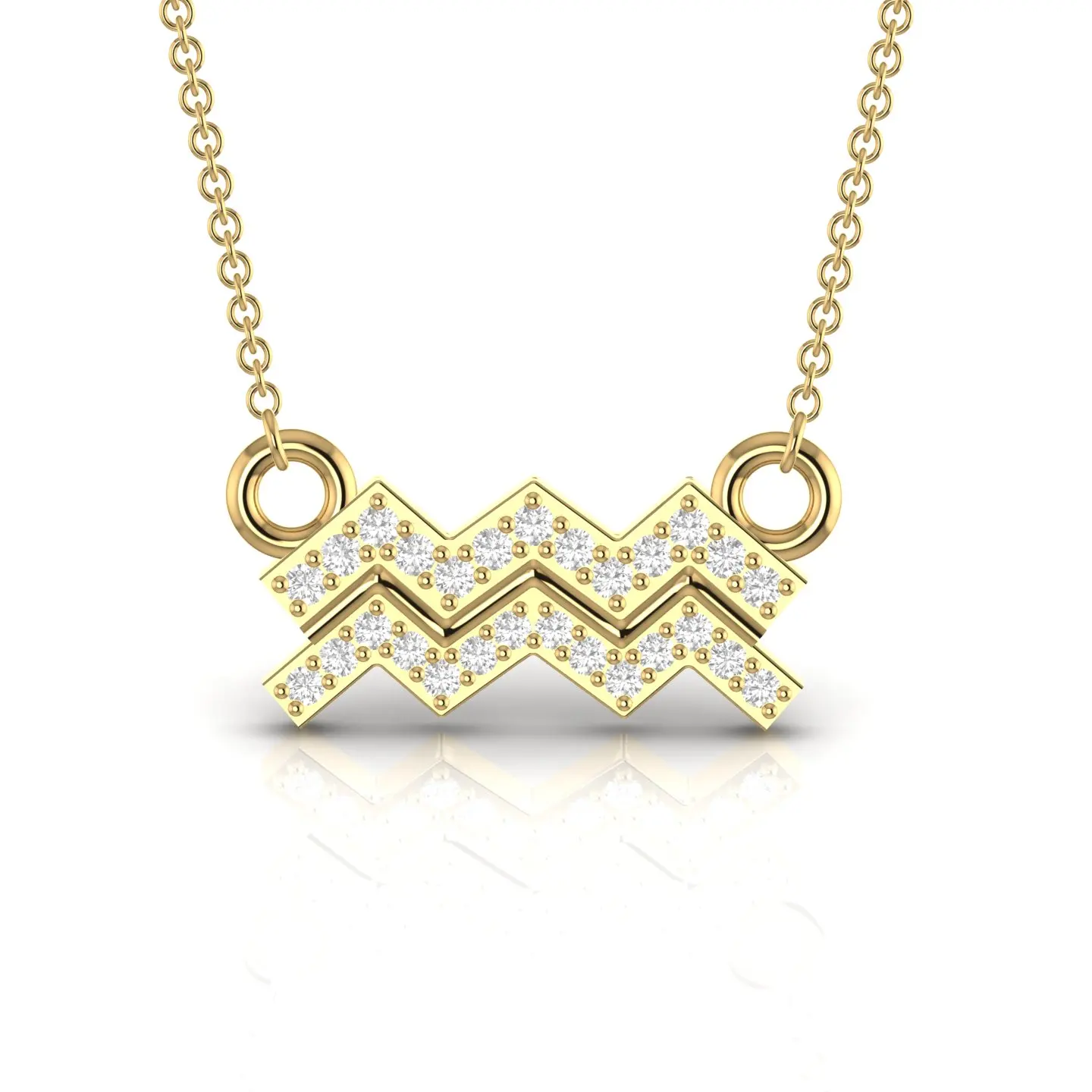 Zodiac Aquarius Sign Natural Diamond 14kt Solid White Gold Pendant Daily Wear Fine Jewelry For Women Trendy Gift