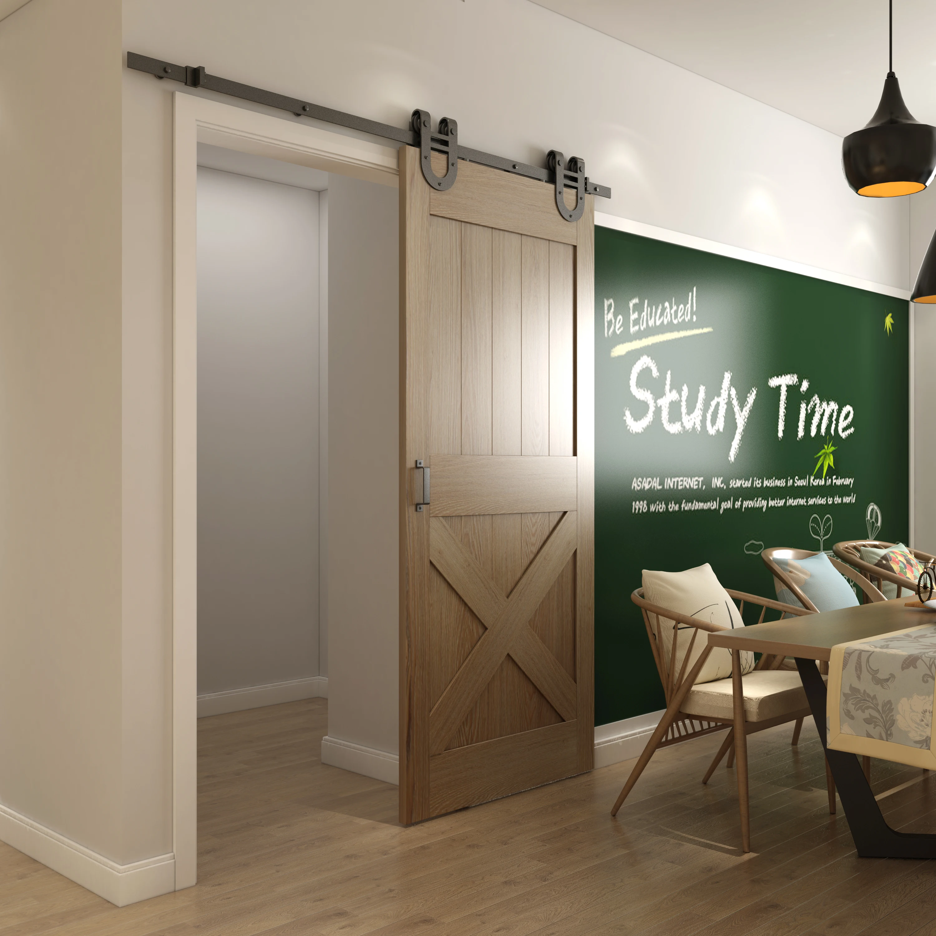 U-shape Double Wheel Roller Modern Sliding Barn Door System