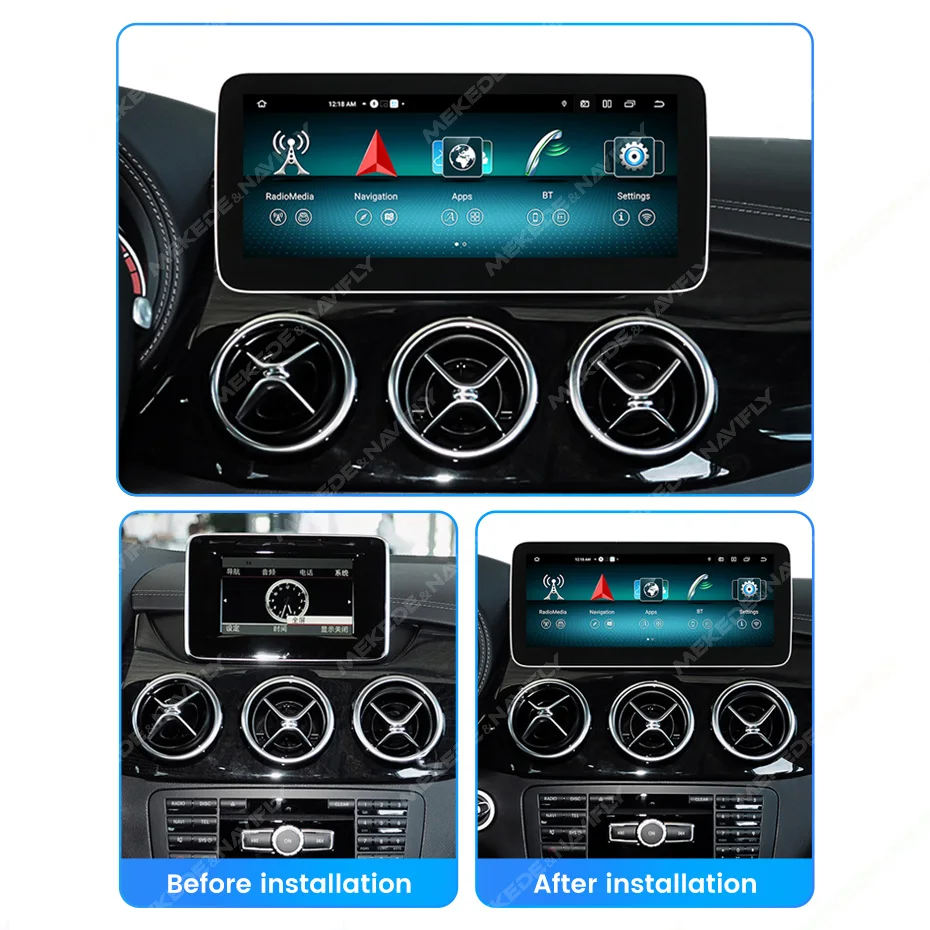 Navifly MN-X 6+128G car radio touch smart screen for Benz B Class w246 NTG 4.0 gps navigation map BT WIFI 4G